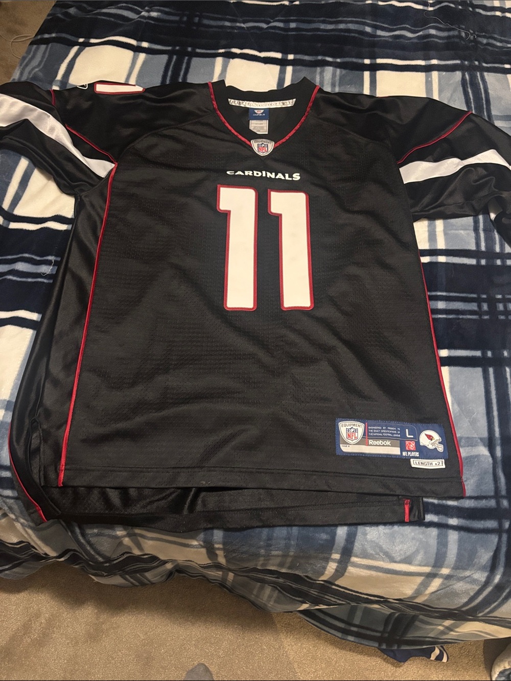 Reebok Arizona Cardinals #11 Fitzgerald Vintage Black and White Football Jersey